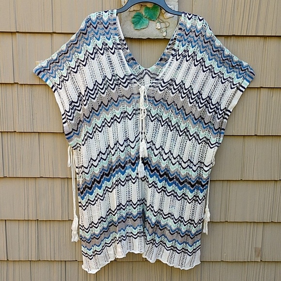 Boho Crochet Woven Poncho Beach Cover Up - Picture 2 of 8